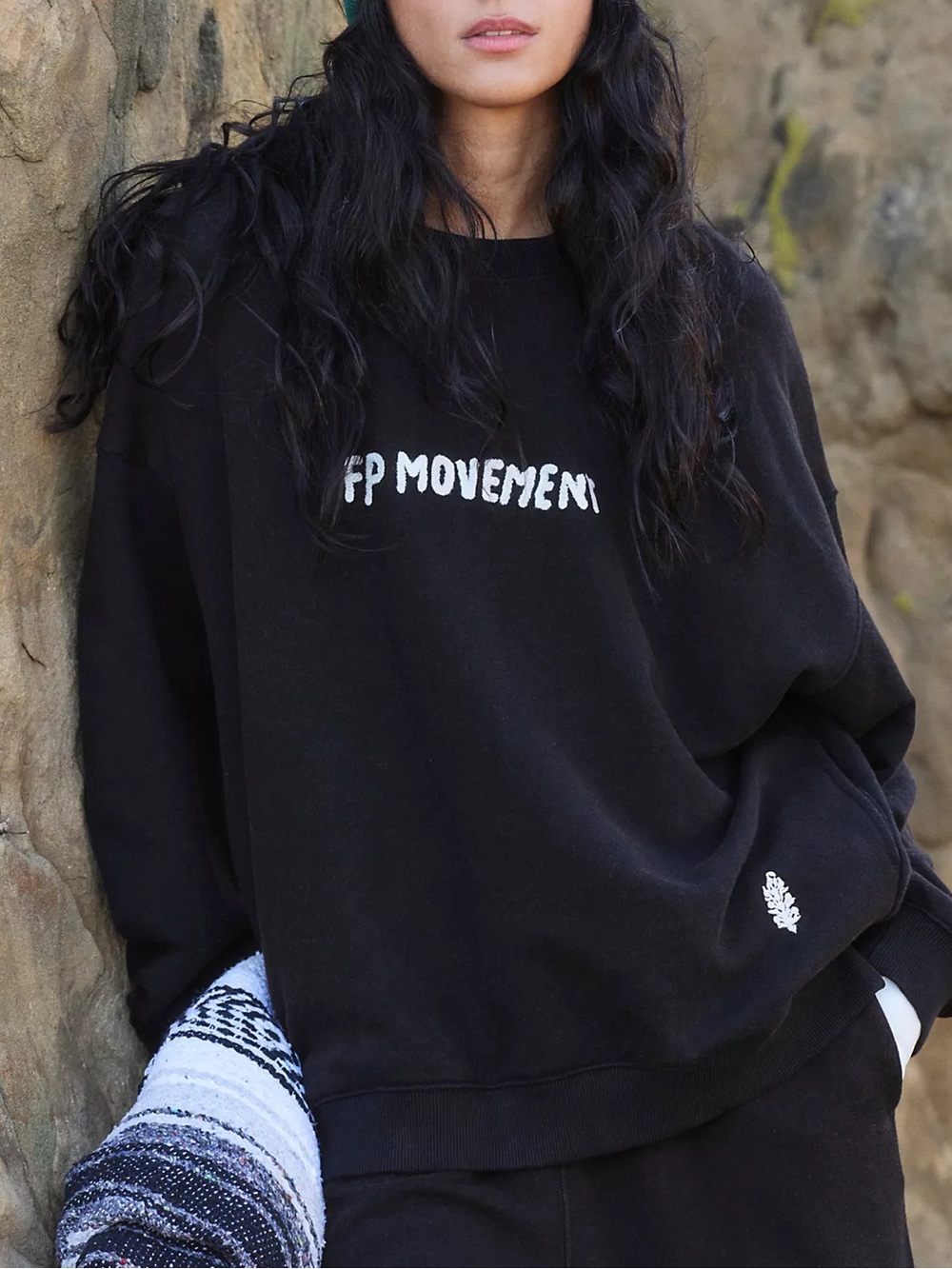 Free People All Star Embroidered Pullover - Black - NWT w/ Flaw